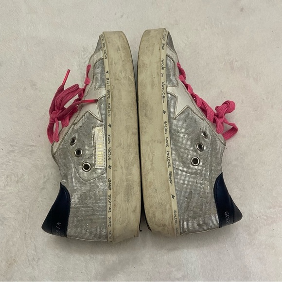 Golden Goose Hi Star sneakers in glitter with checkered pattern and white star - Picture 10 of 16